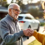 personne âgée donne voiture